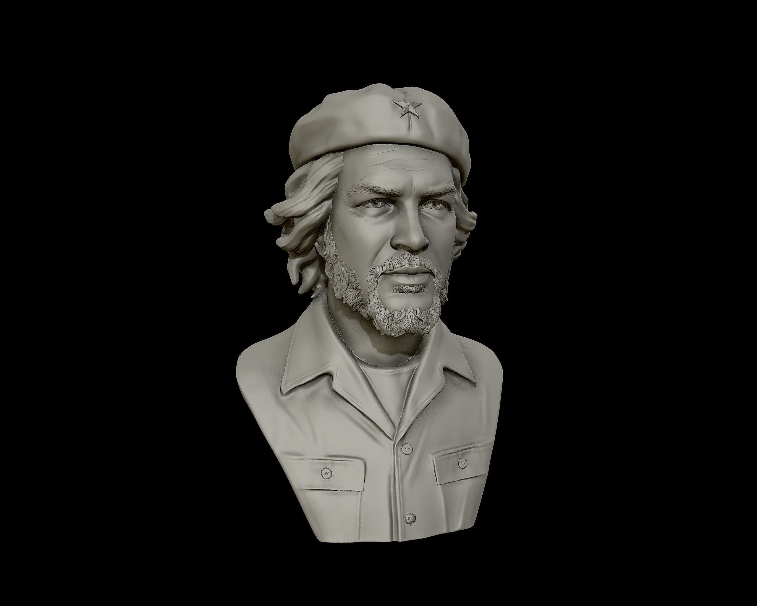 Che Guevara 3D Portrait Sculpture 3D print model_18
