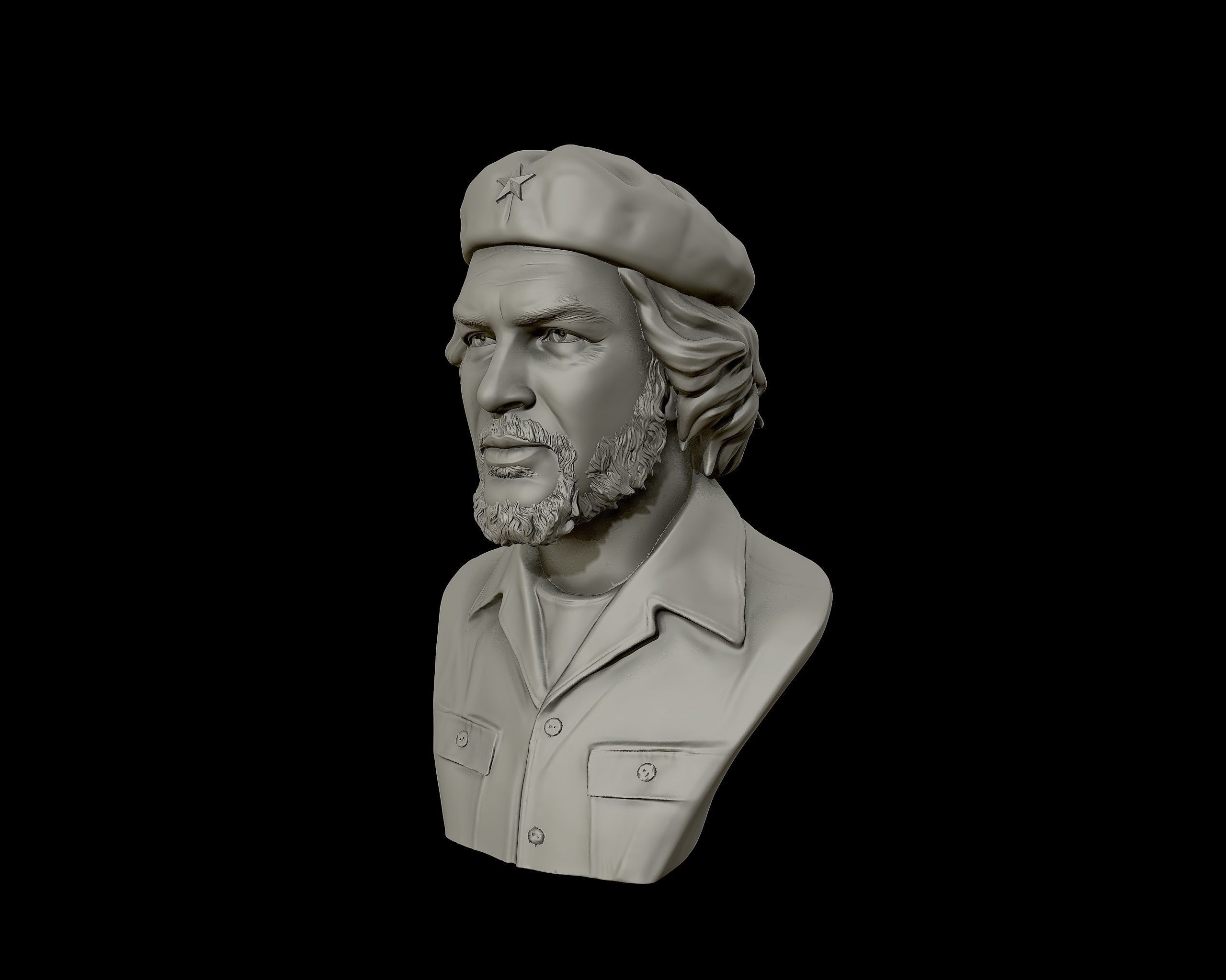 Che Guevara 3D Portrait Sculpture 3D print model_6