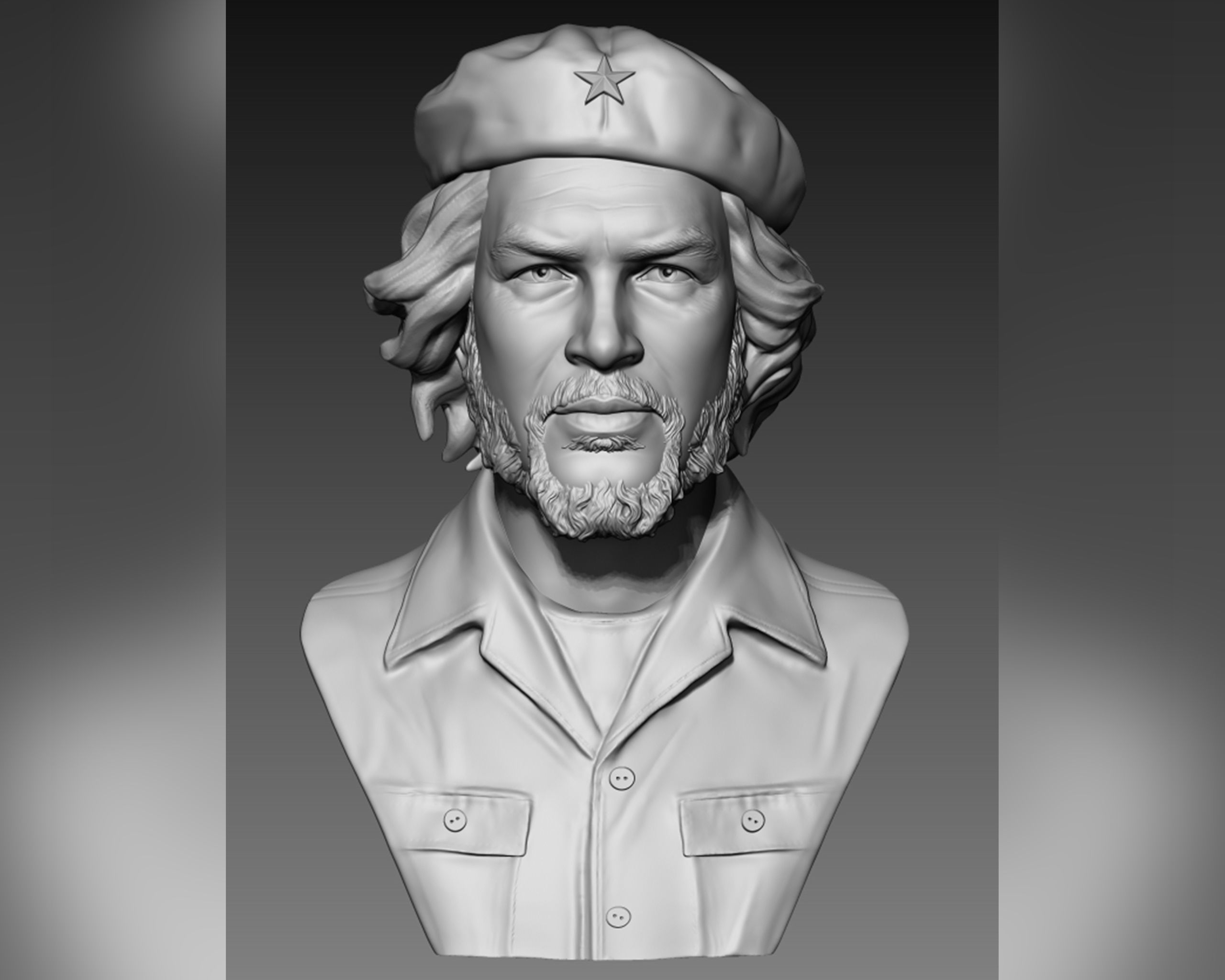 Che Guevara 3D Portrait Sculpture 3D print model_2