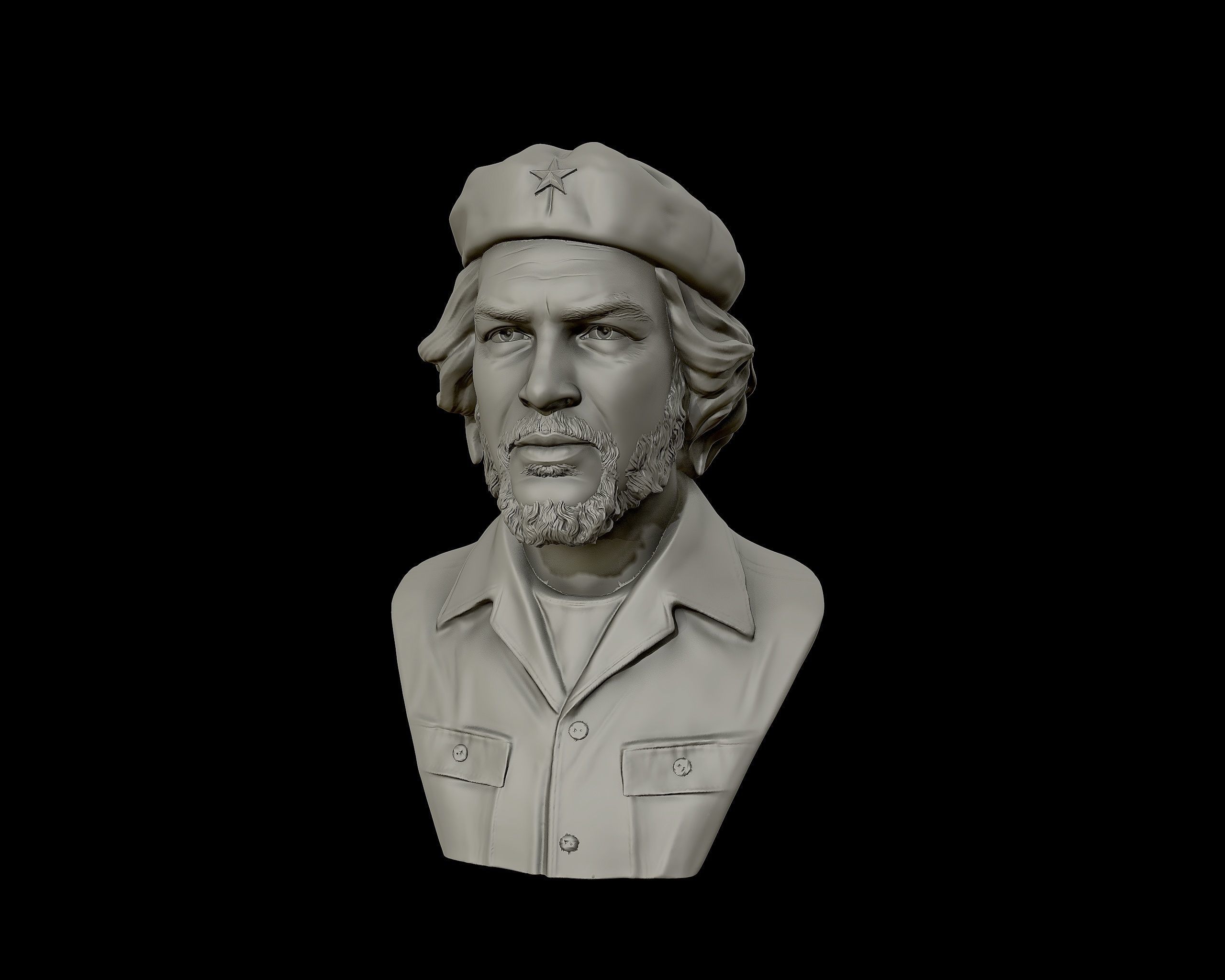 Che Guevara 3D Portrait Sculpture 3D print model_10