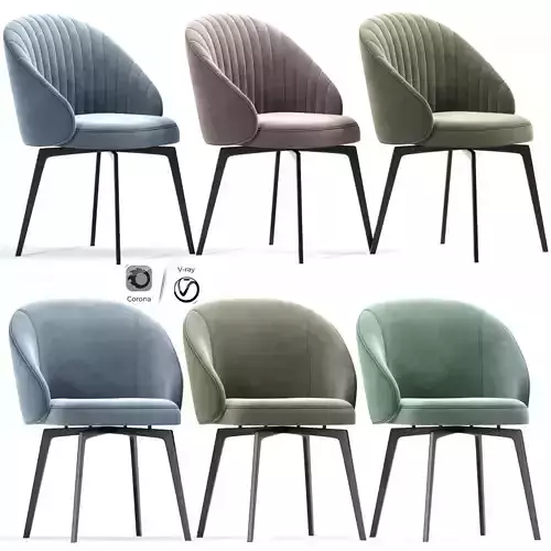 Amara Beige Chenille Dining Arm Chair 3D model