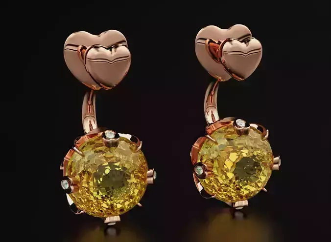 Stylish earrings in the form of a crown with a heart  540