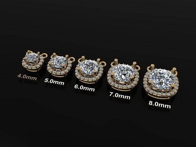 Dainty Cushion Halo Diamond Pendant Mix Size