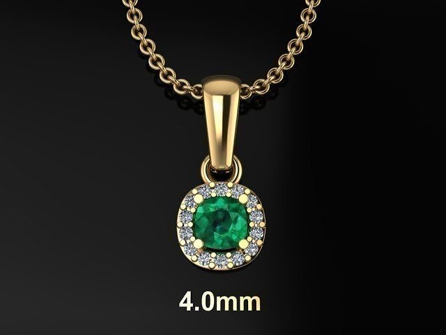 Dainty Diamond Halo Cushion Pendant With Bell 4mm 3D print model