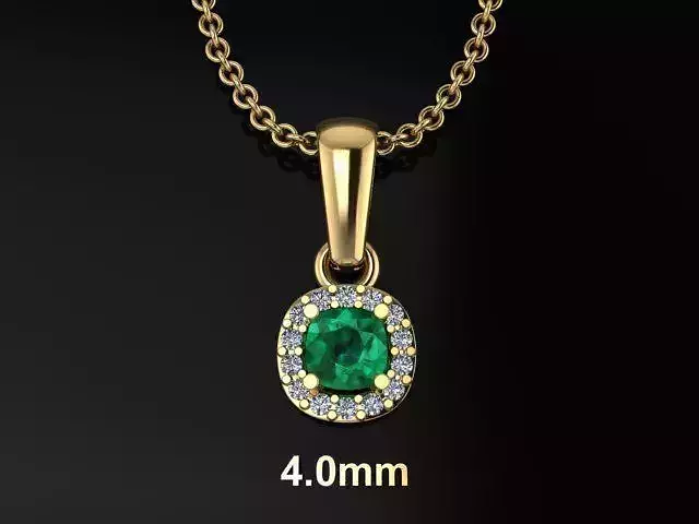 Dainty Diamond Halo Cushion Pendant With Bell 4mm