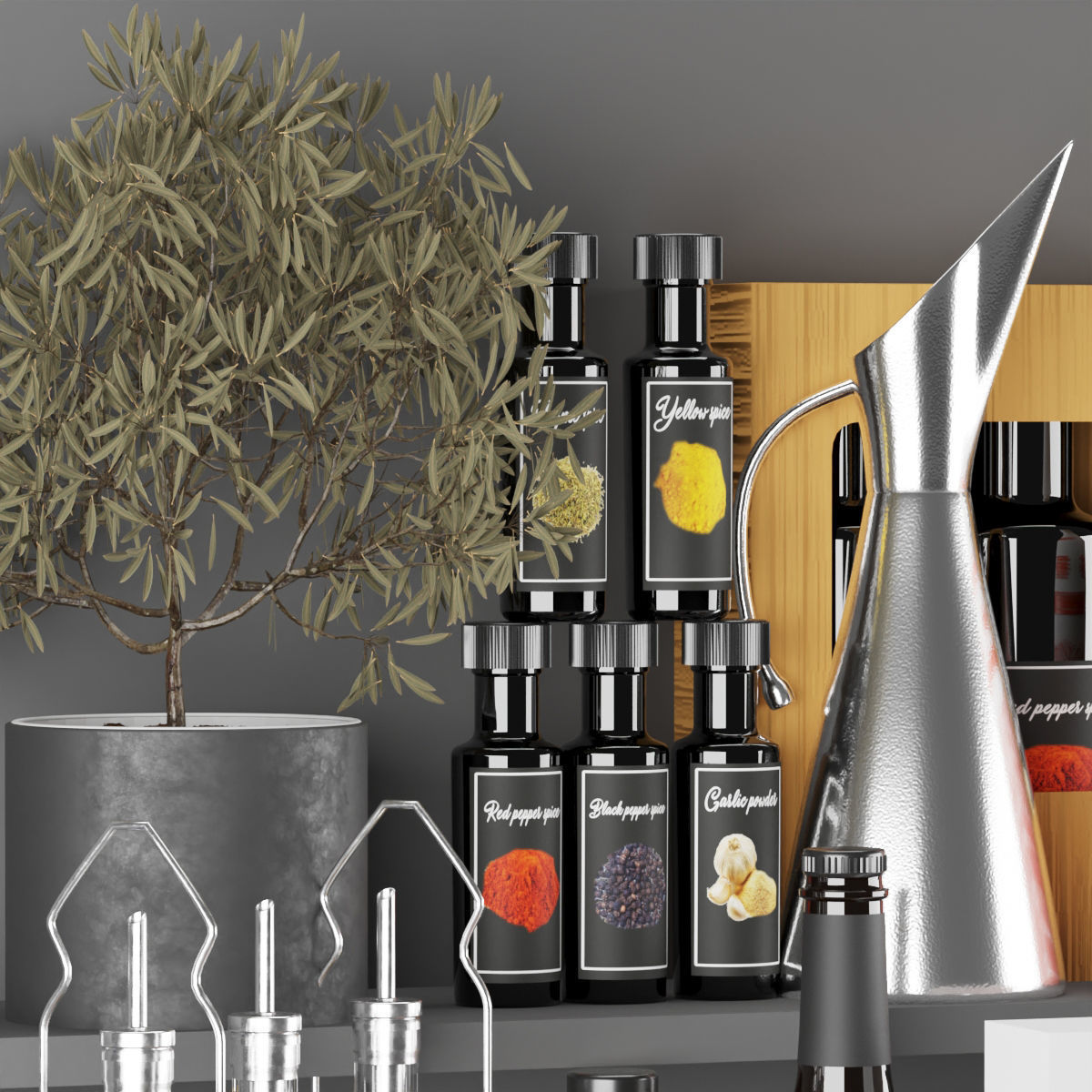 set olive oil 3D model_2
