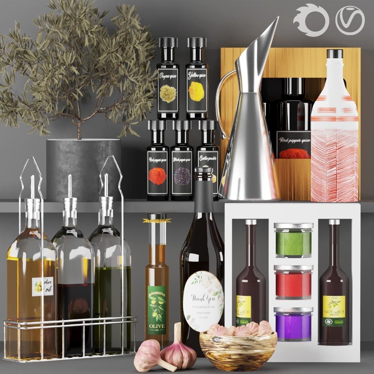 set olive oil 3D model_1