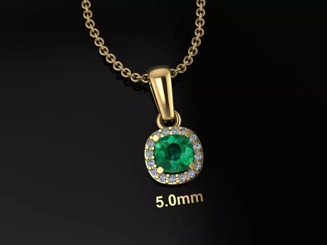 Dainty Diamond Halo Cushion Pendant With Bell 5mm 3D print model_0