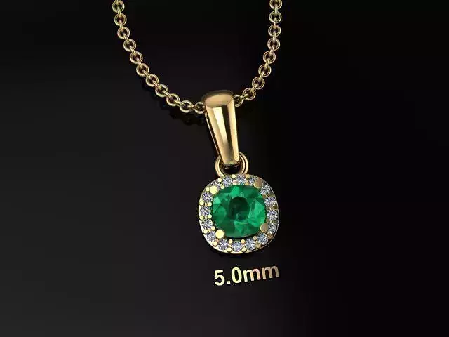 Dainty Diamond Halo Cushion Pendant With Bell 5mm 3D print model