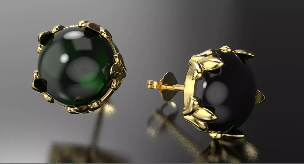 Earrings Studs with floral ornaments Royal lily 3D print model