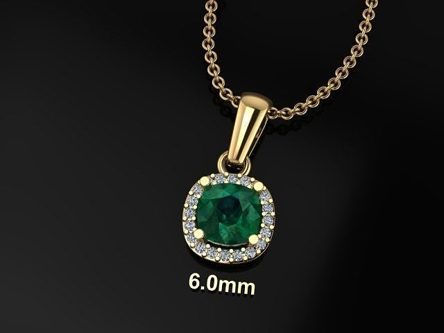 Dainty Diamond Halo Cushion Pendant With Bell 6mm 3D print model