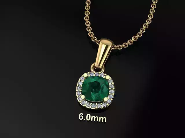 Dainty Diamond Halo Cushion Pendant With Bell 6mm