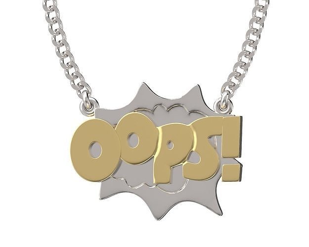 Comic style pendant OOPS 3D print model 3D print model