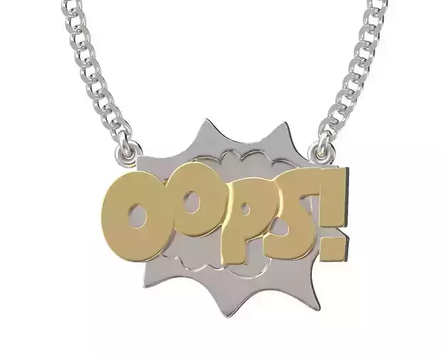 Comic style pendant OOPS 3D print model 3D print model
