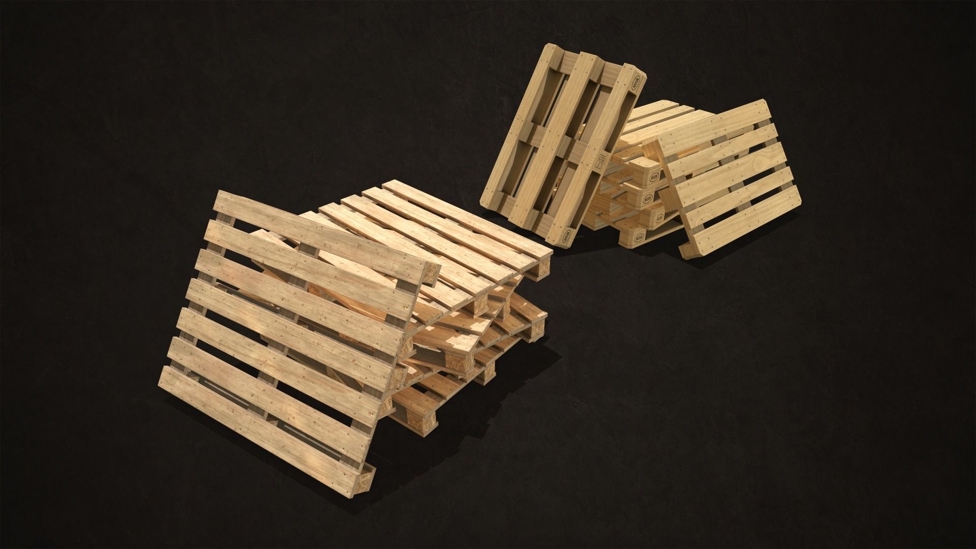 Pallet Jack with Pallets Low-poly 3D model_14