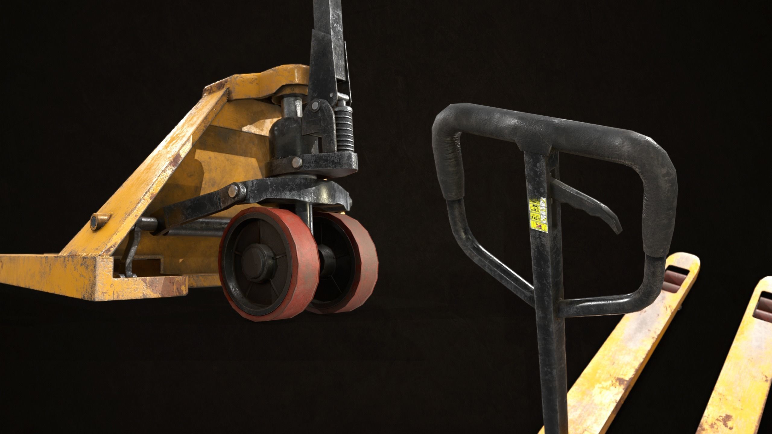 Pallet Jack with Pallets Low-poly 3D model_9