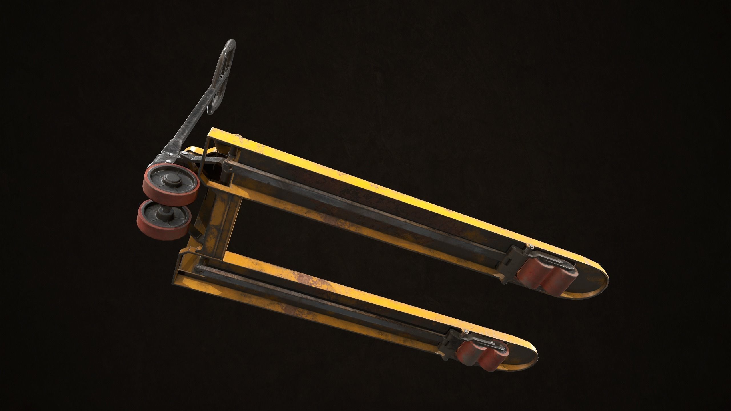 Pallet Jack with Pallets Low-poly 3D model_8