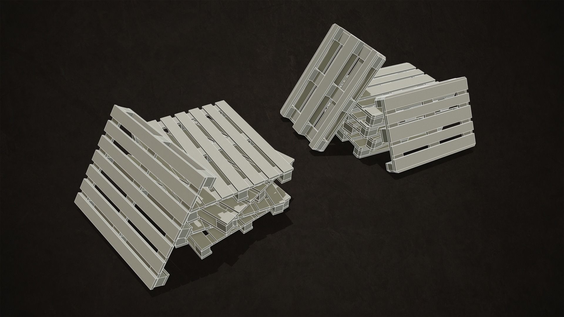 Pallet Jack with Pallets Low-poly 3D model_21