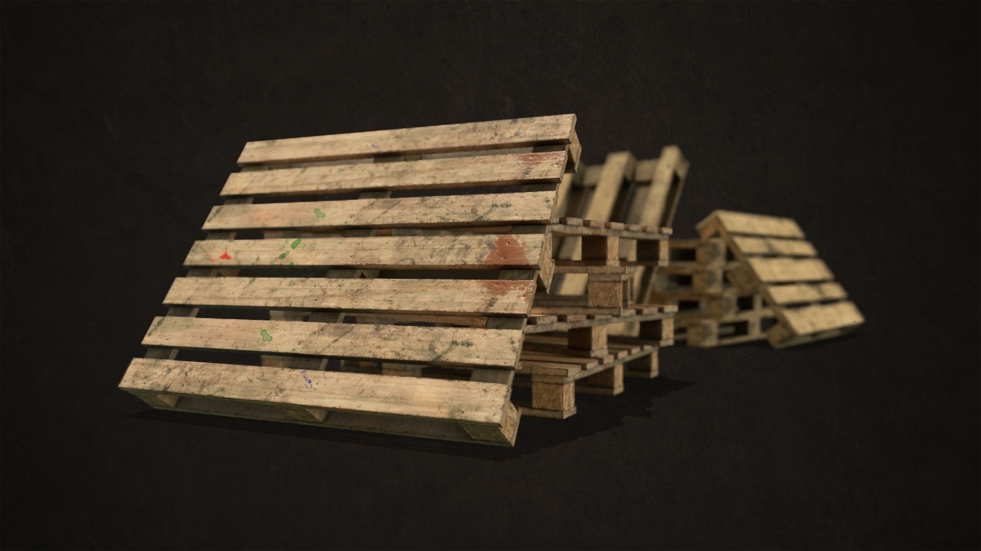 Pallet Jack with Pallets Low-poly 3D model_17