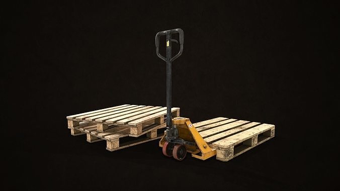 Pallet Jack with Pallets Low-poly 3D model