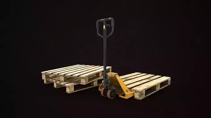 Pallet Jack with Pallets Low-poly 3D model