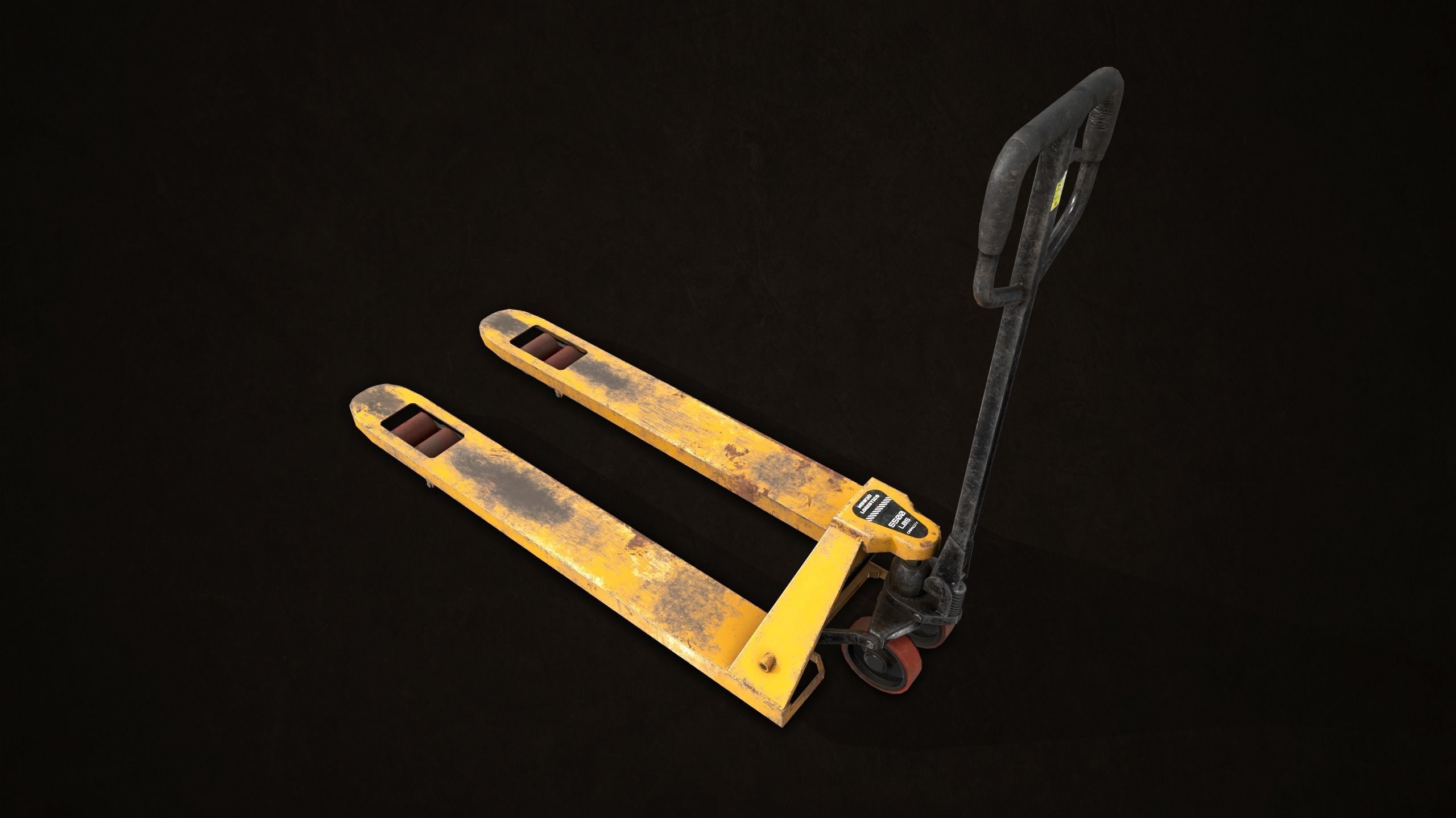 Pallet Jack with Pallets Low-poly 3D model_7