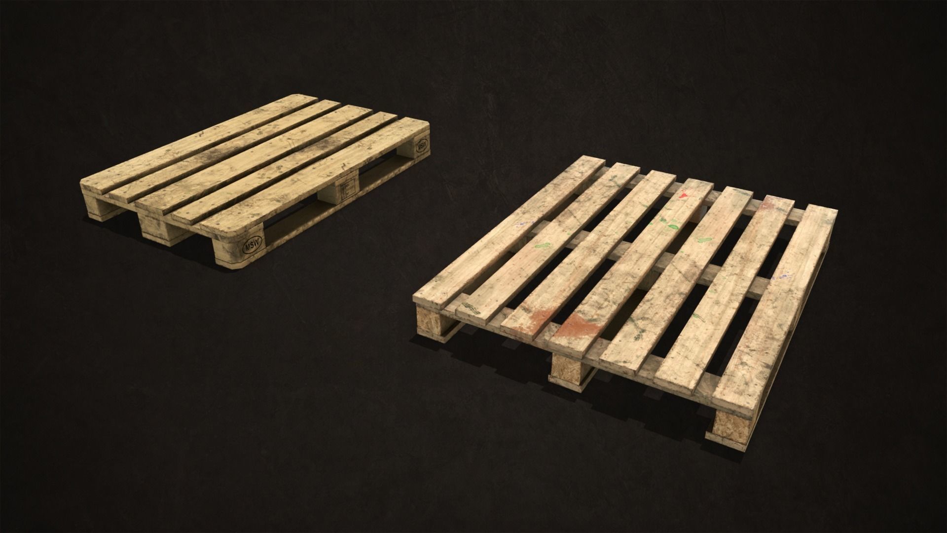 Pallet Jack with Pallets Low-poly 3D model_15