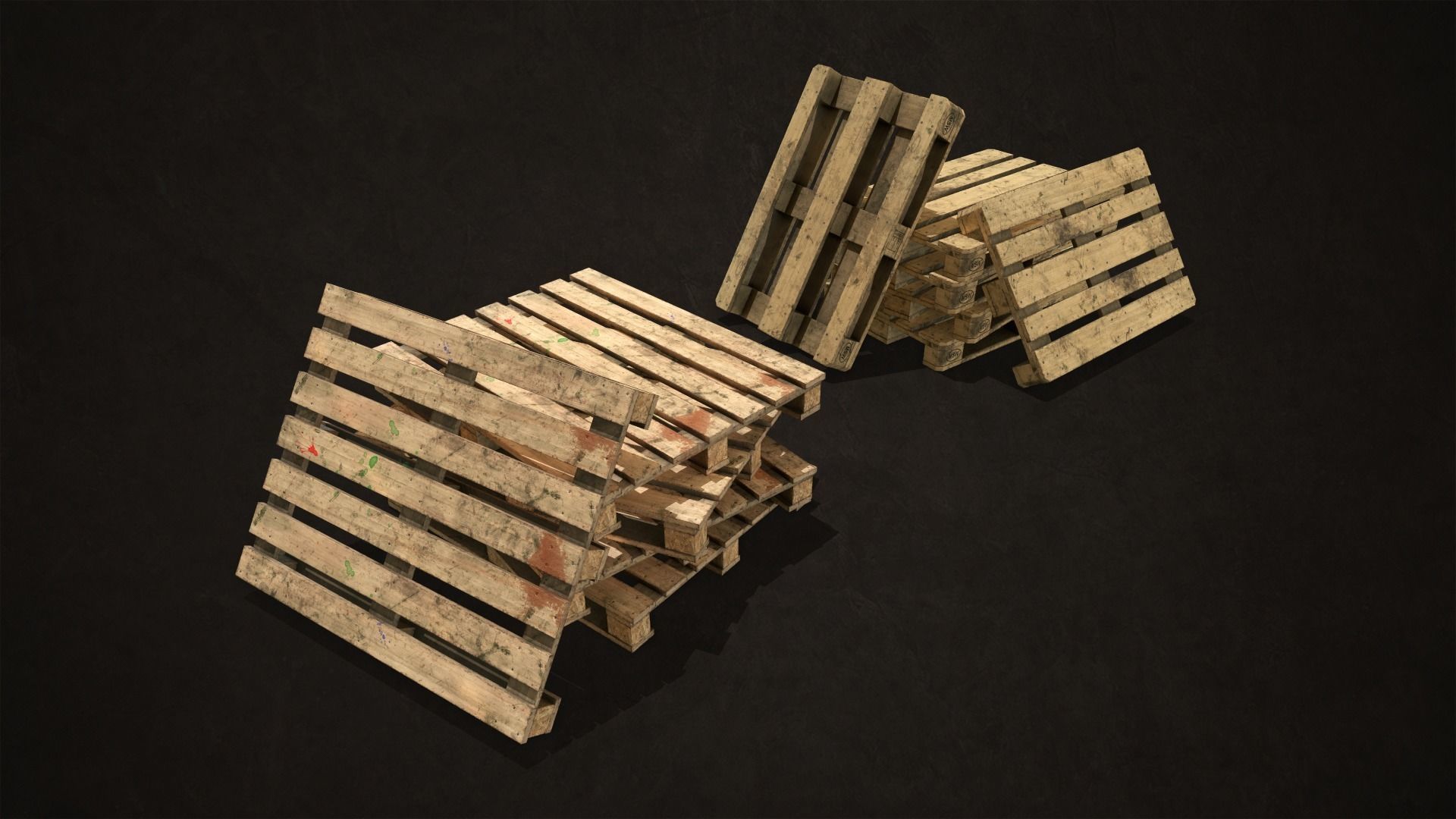 Pallet Jack with Pallets Low-poly 3D model_13