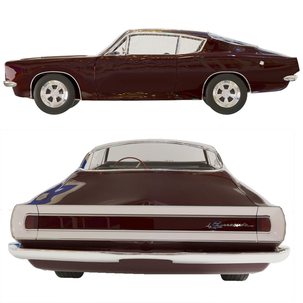 1968 Plymouth Barracuda Maroon 3D model_1