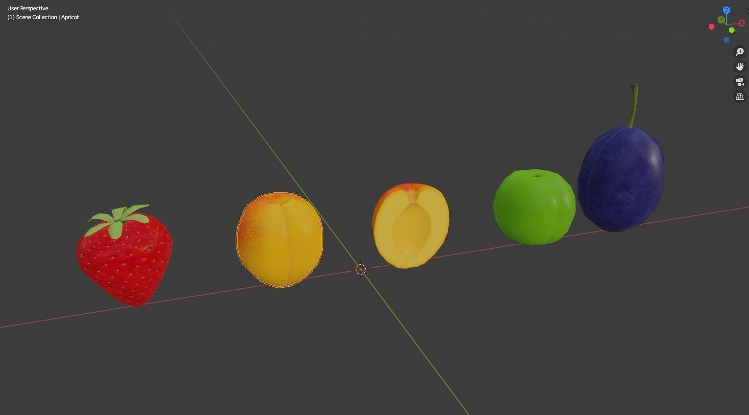 Plum Strawberry Apricot Low-poly 3D model_8