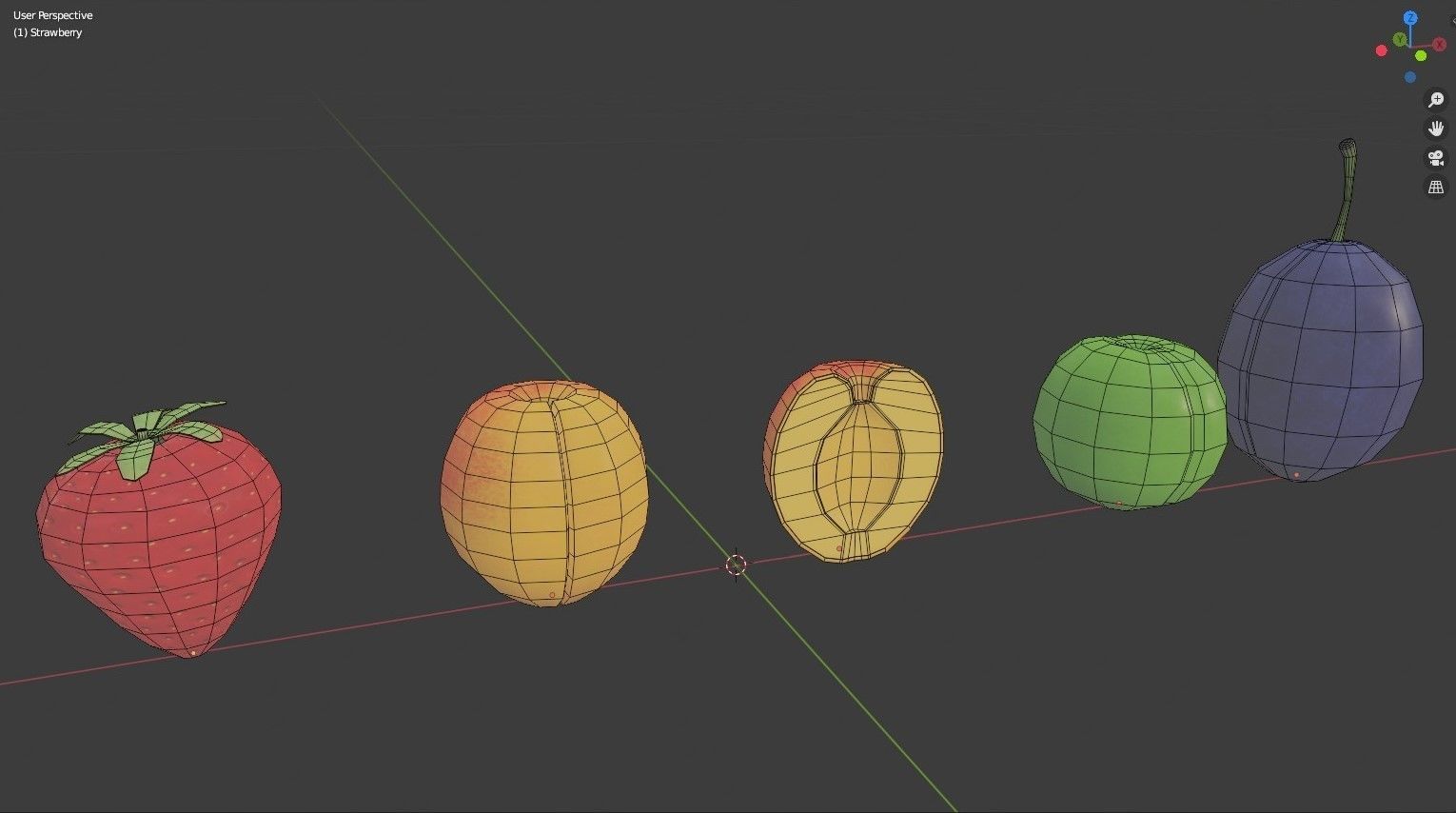 Plum Strawberry Apricot Low-poly 3D model_6