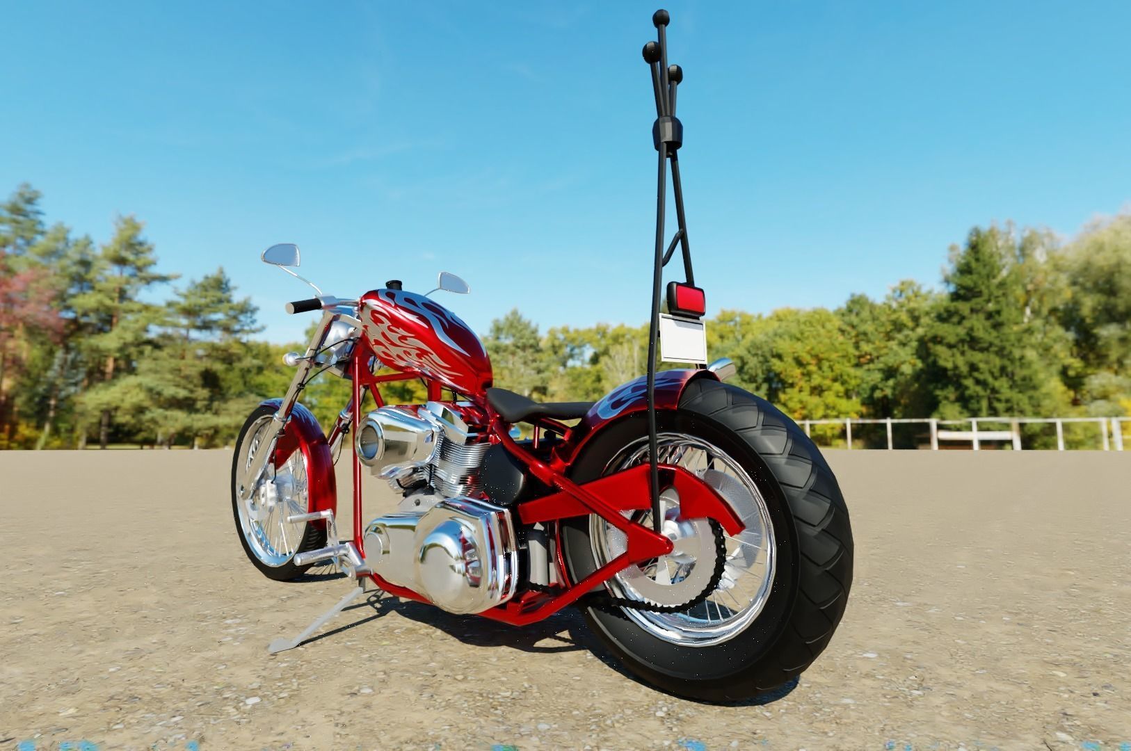 Chopper Motorcycle 3D model_4