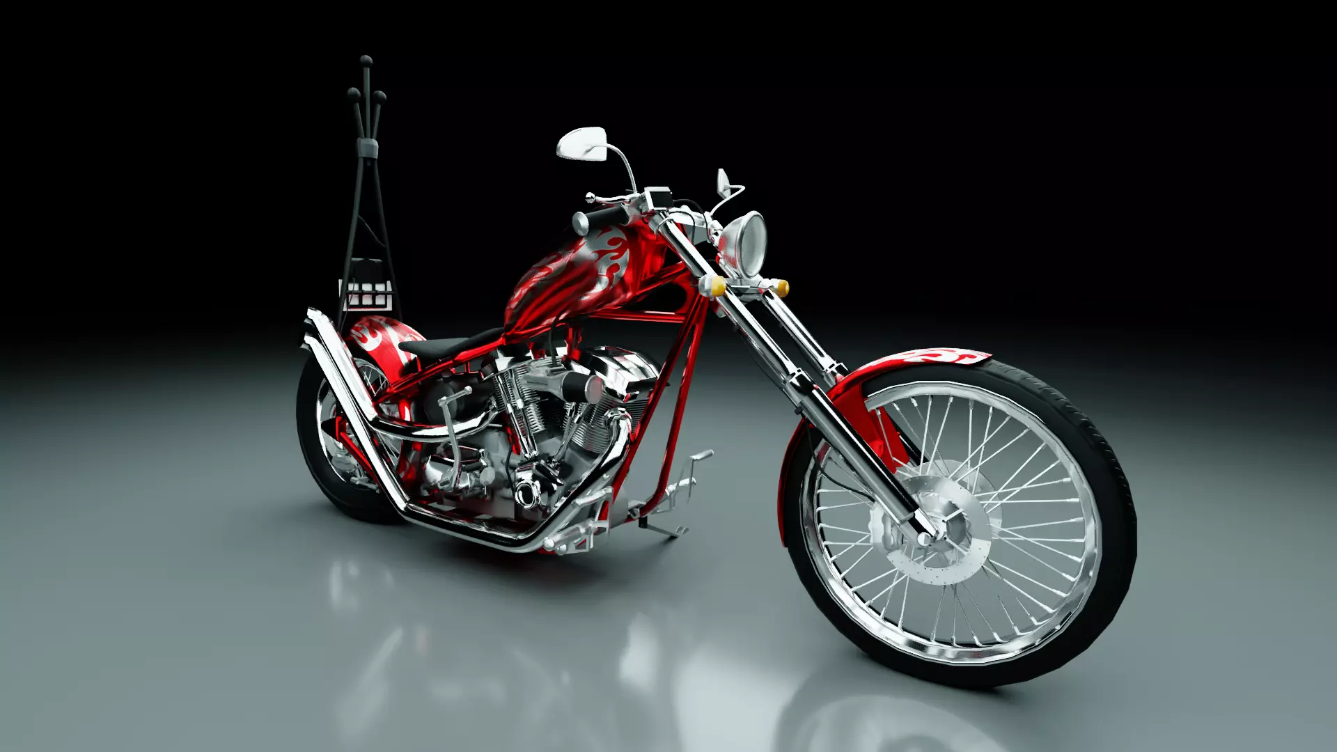 Chopper Motorcycle 3D model_0