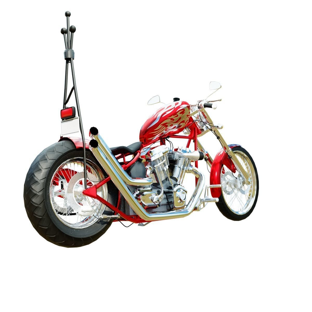 Chopper Motorcycle 3D model_3