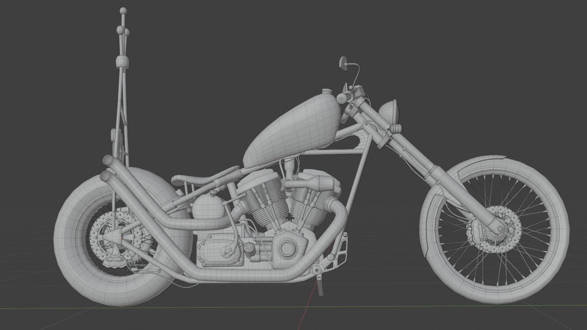 Chopper Motorcycle 3D model_6