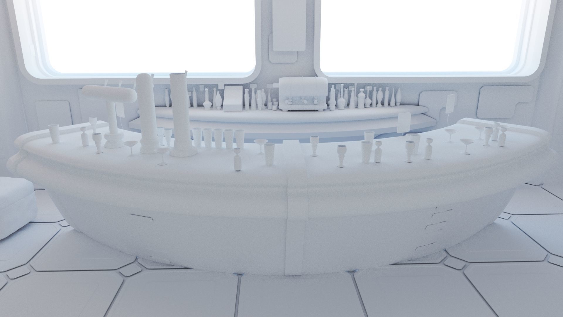 Cyberpunk SCI-FI Futuristic Bar Interior Design 3D model_6