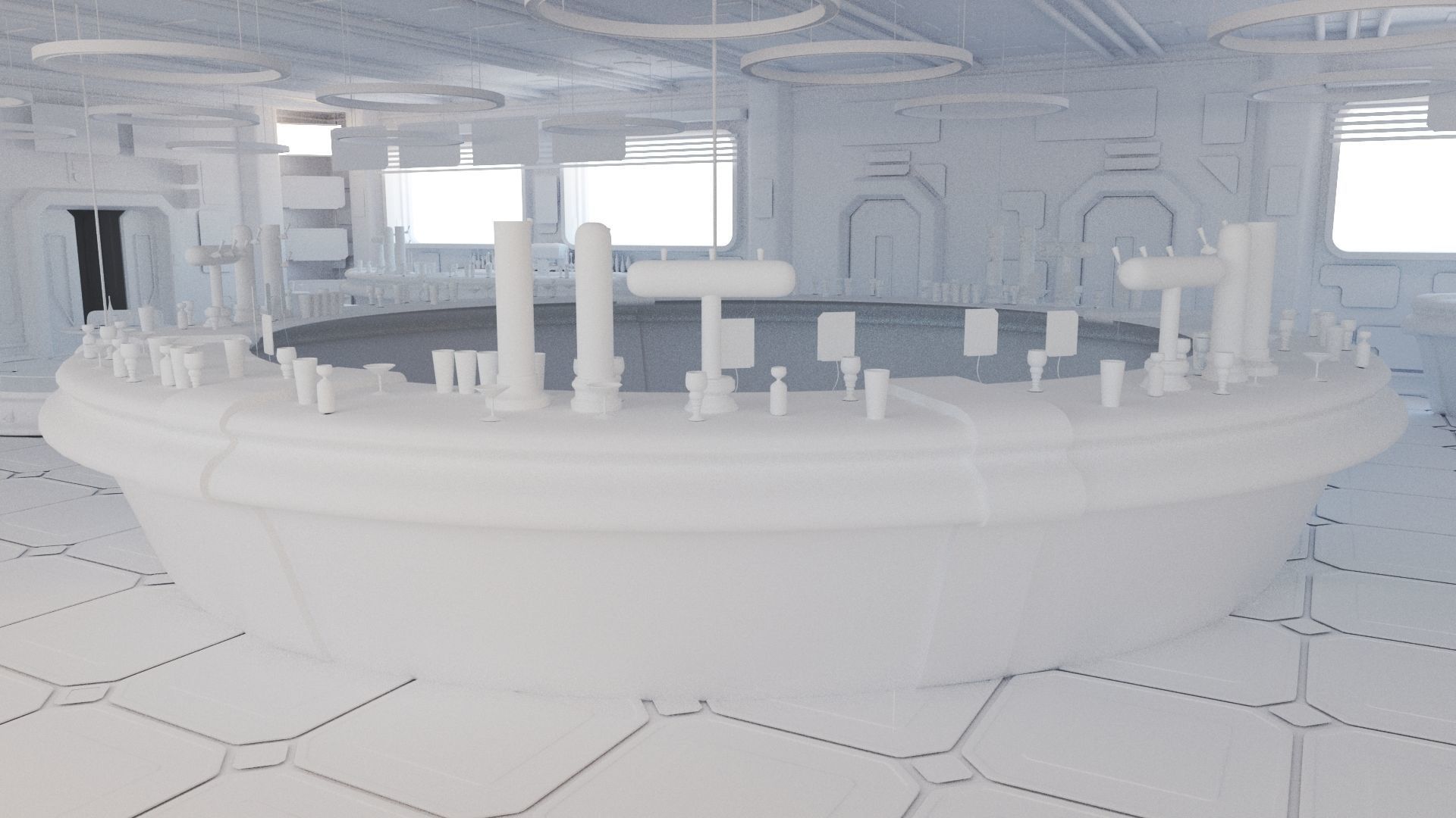 Cyberpunk SCI-FI Futuristic Bar Interior Design 3D model_7