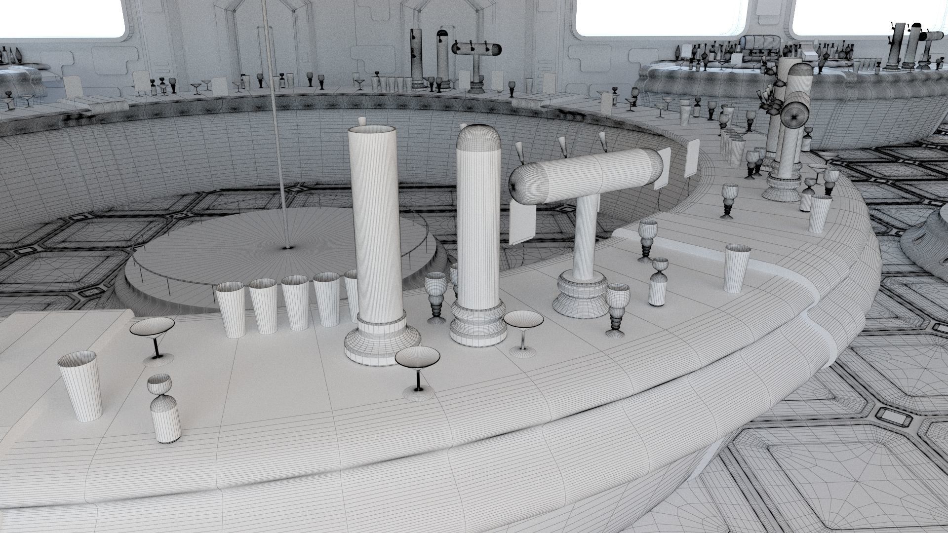 Cyberpunk SCI-FI Futuristic Bar Interior Design 3D model_18
