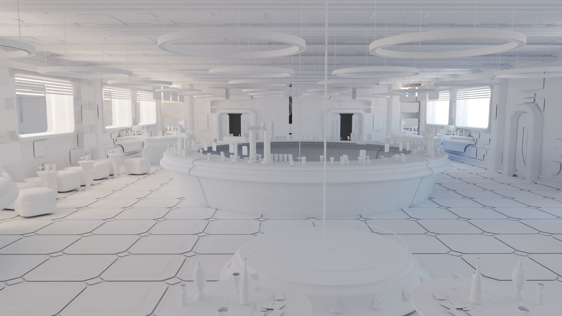 Cyberpunk SCI-FI Futuristic Bar Interior Design 3D model_2