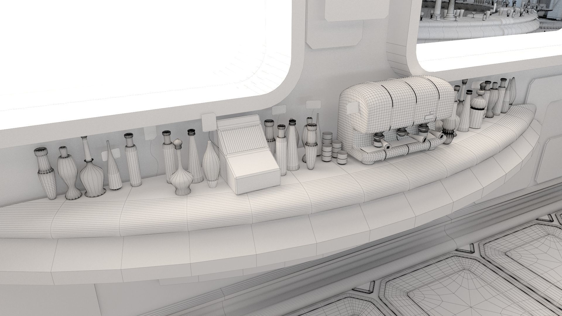 Cyberpunk SCI-FI Futuristic Bar Interior Design 3D model_17