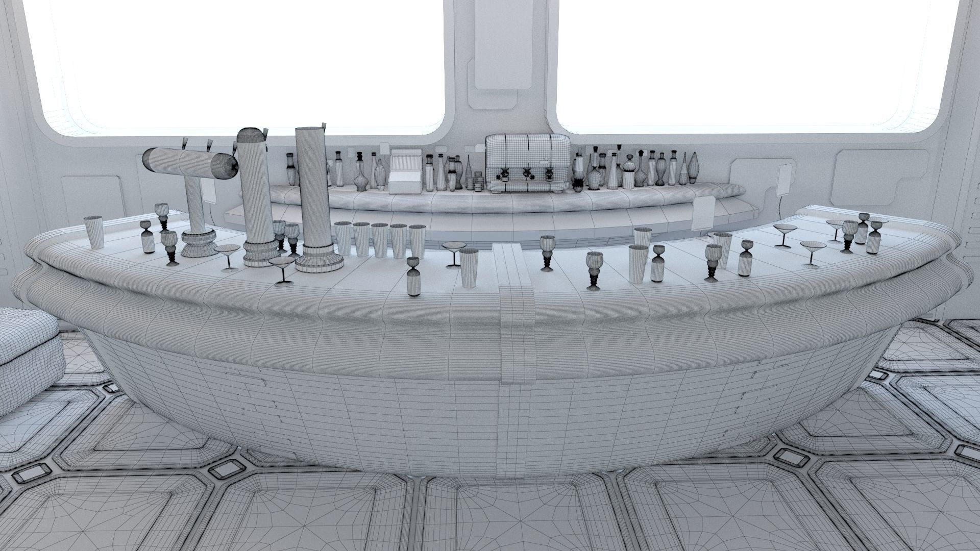 Cyberpunk SCI-FI Futuristic Bar Interior Design 3D model_14