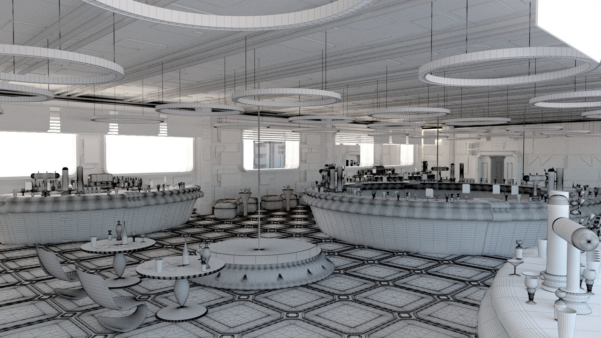 Cyberpunk SCI-FI Futuristic Bar Interior Design 3D model_10