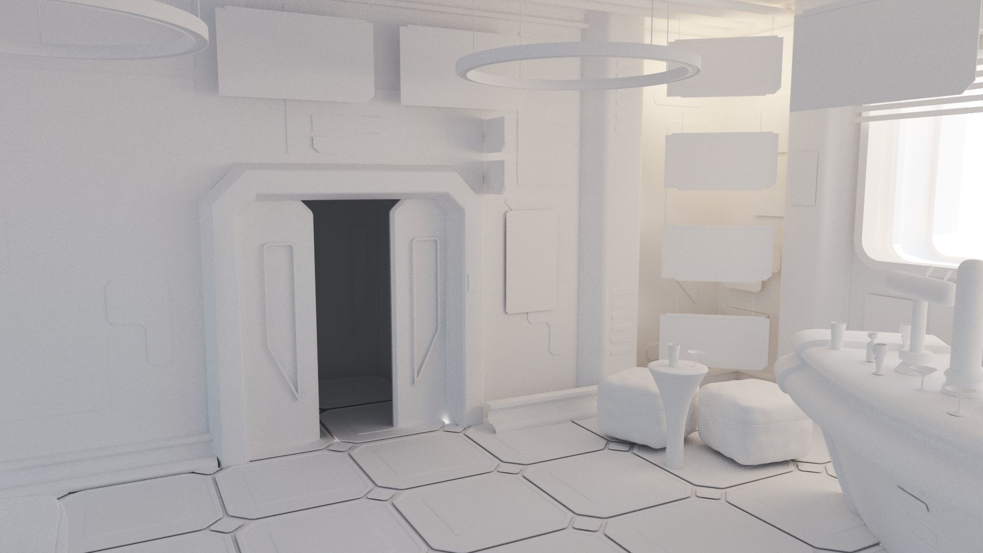 Cyberpunk SCI-FI Futuristic Bar Interior Design 3D model_9