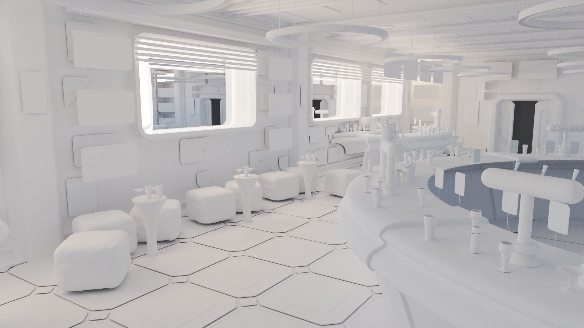 Cyberpunk SCI-FI Futuristic Bar Interior Design 3D model_5