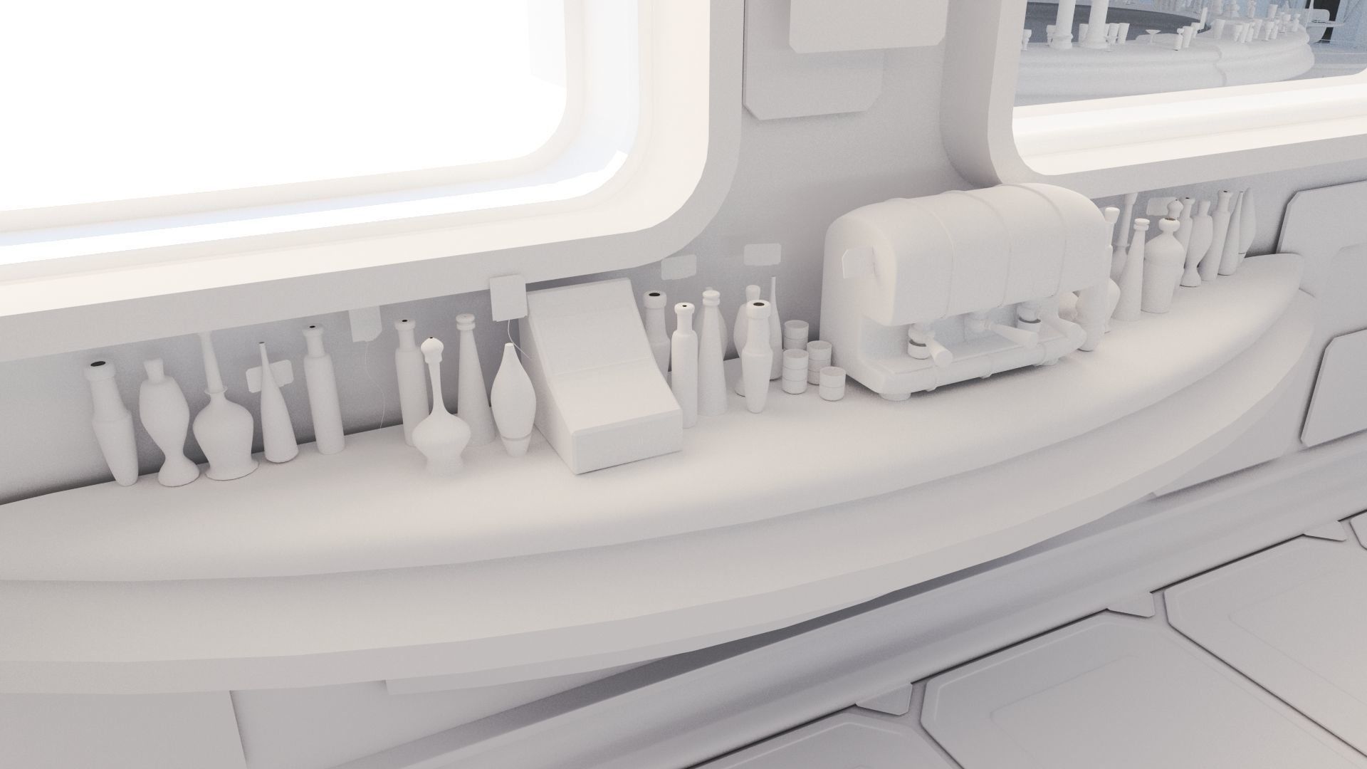 Cyberpunk SCI-FI Futuristic Bar Interior Design 3D model_4