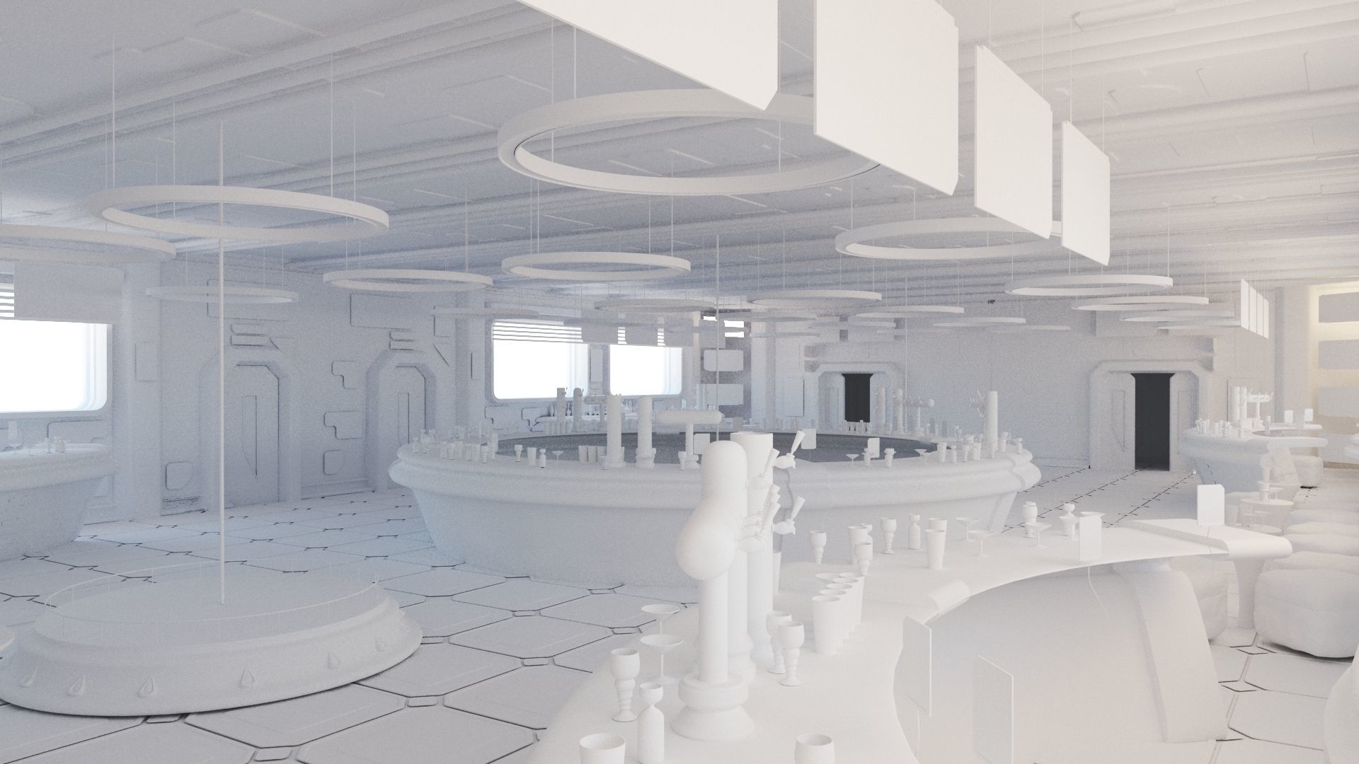 Cyberpunk SCI-FI Futuristic Bar Interior Design 3D model_1