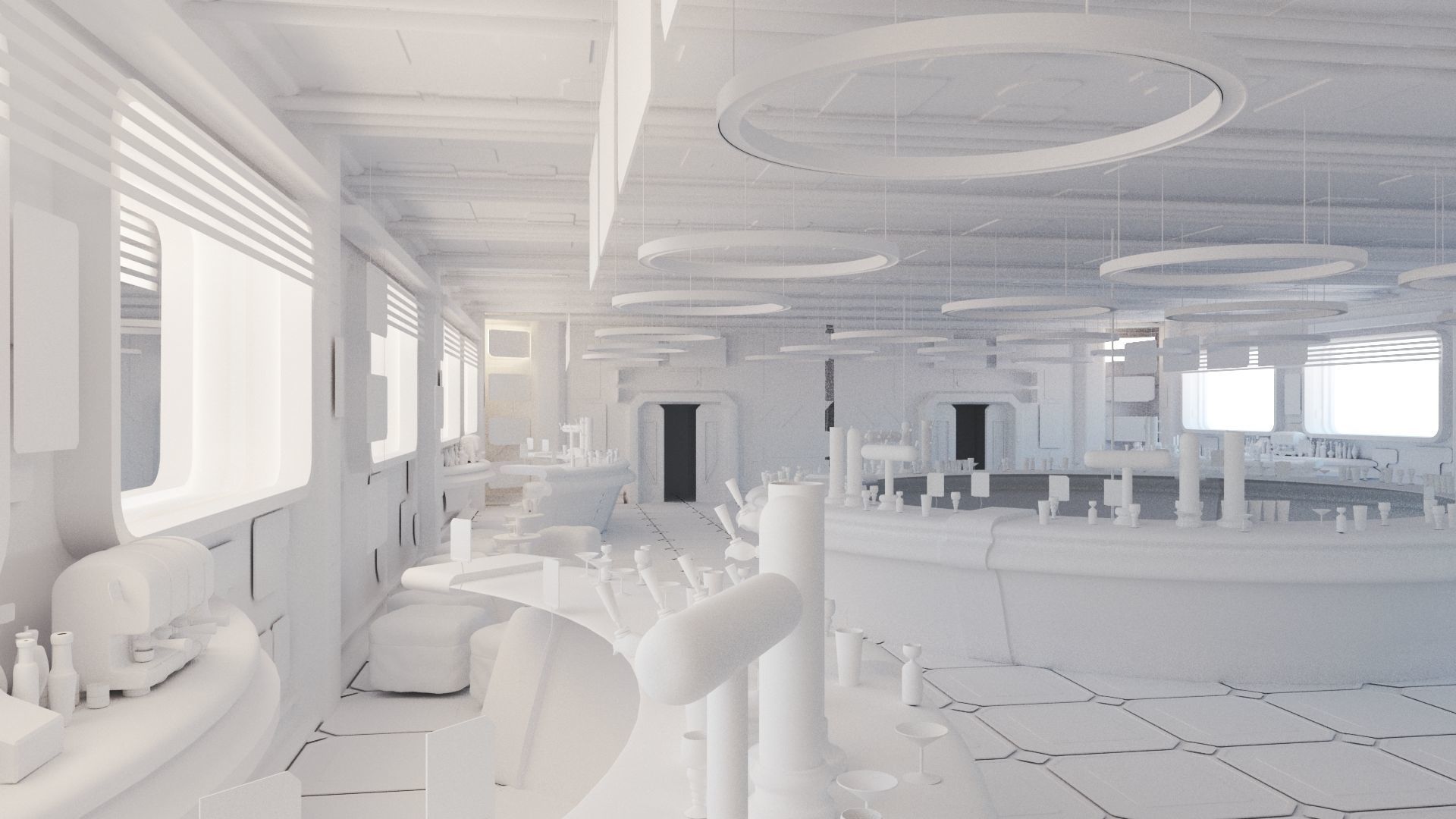 Cyberpunk SCI-FI Futuristic Bar Interior Design 3D model_3