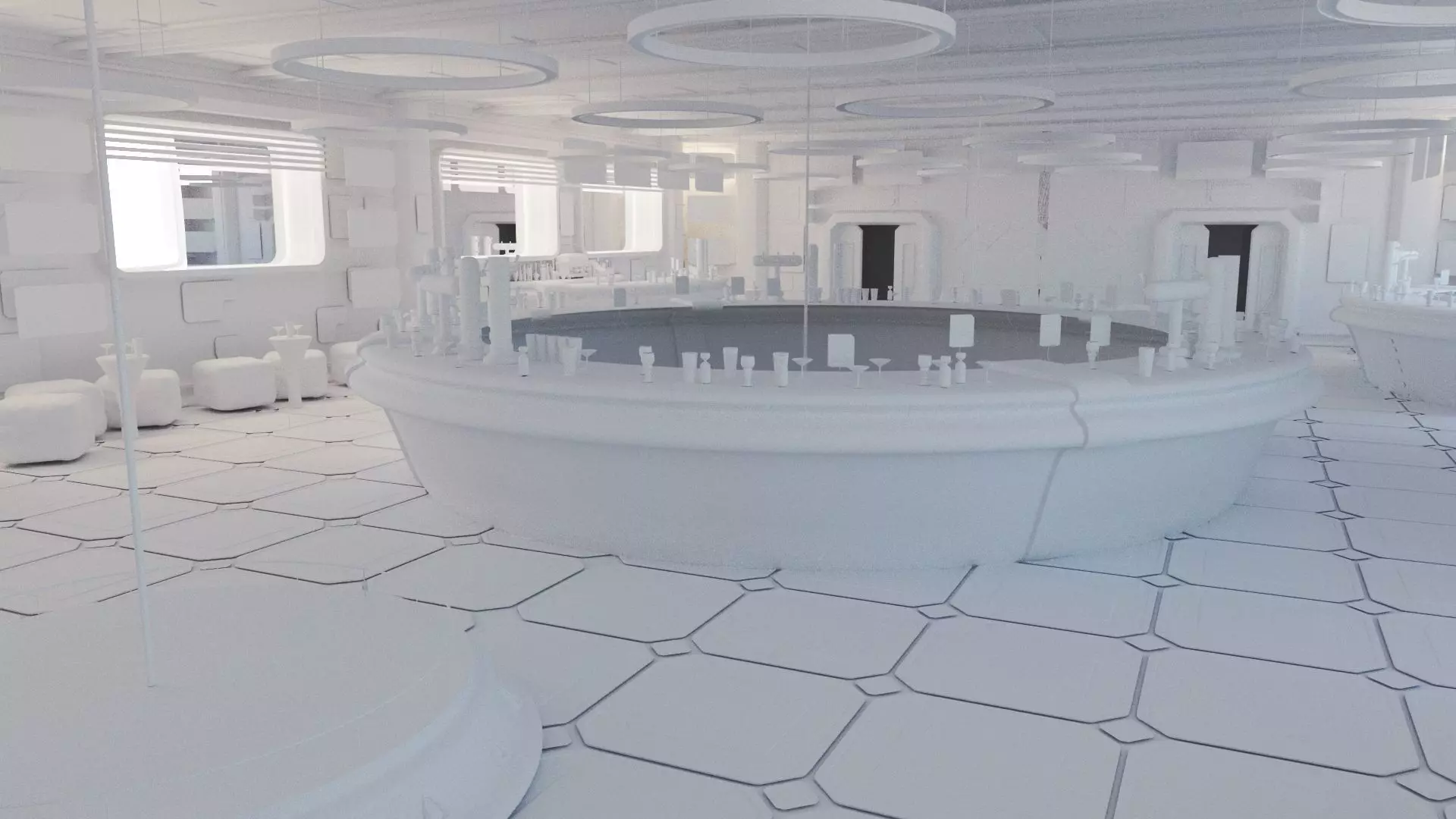 Cyberpunk SCI-FI Futuristic Bar Interior Design 3D model_0