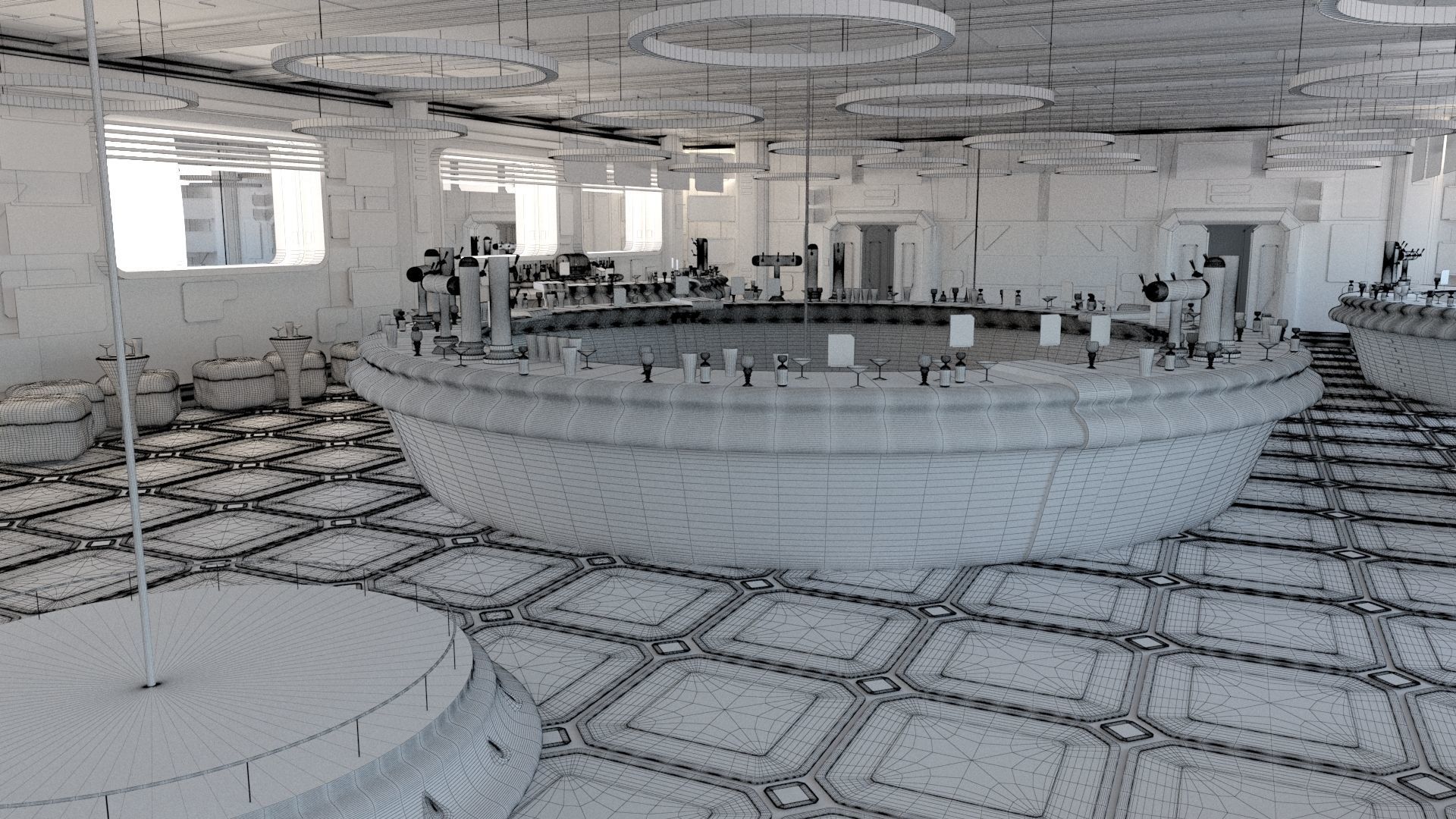 Cyberpunk SCI-FI Futuristic Bar Interior Design 3D model_11