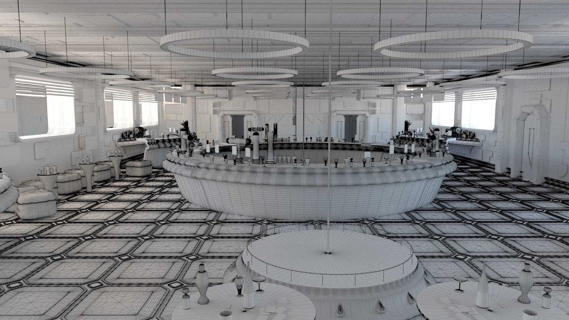 Cyberpunk SCI-FI Futuristic Bar Interior Design 3D model_15